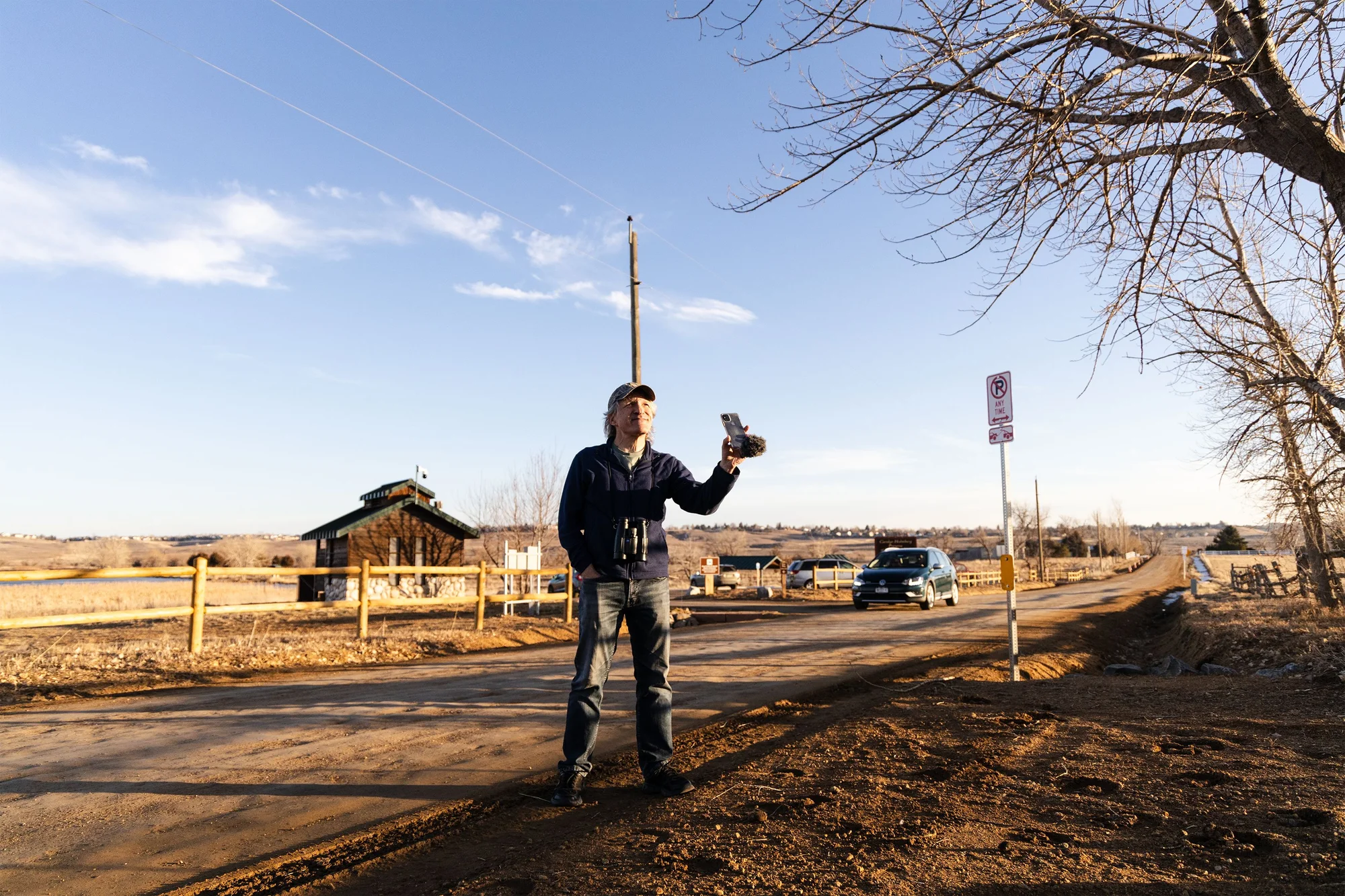 DeFonso tries to bird about once every day, and he often uses his phone and a pocket mic when capturing quick recordings. Photo: Chase McCleary, Rocky Mountain PBS