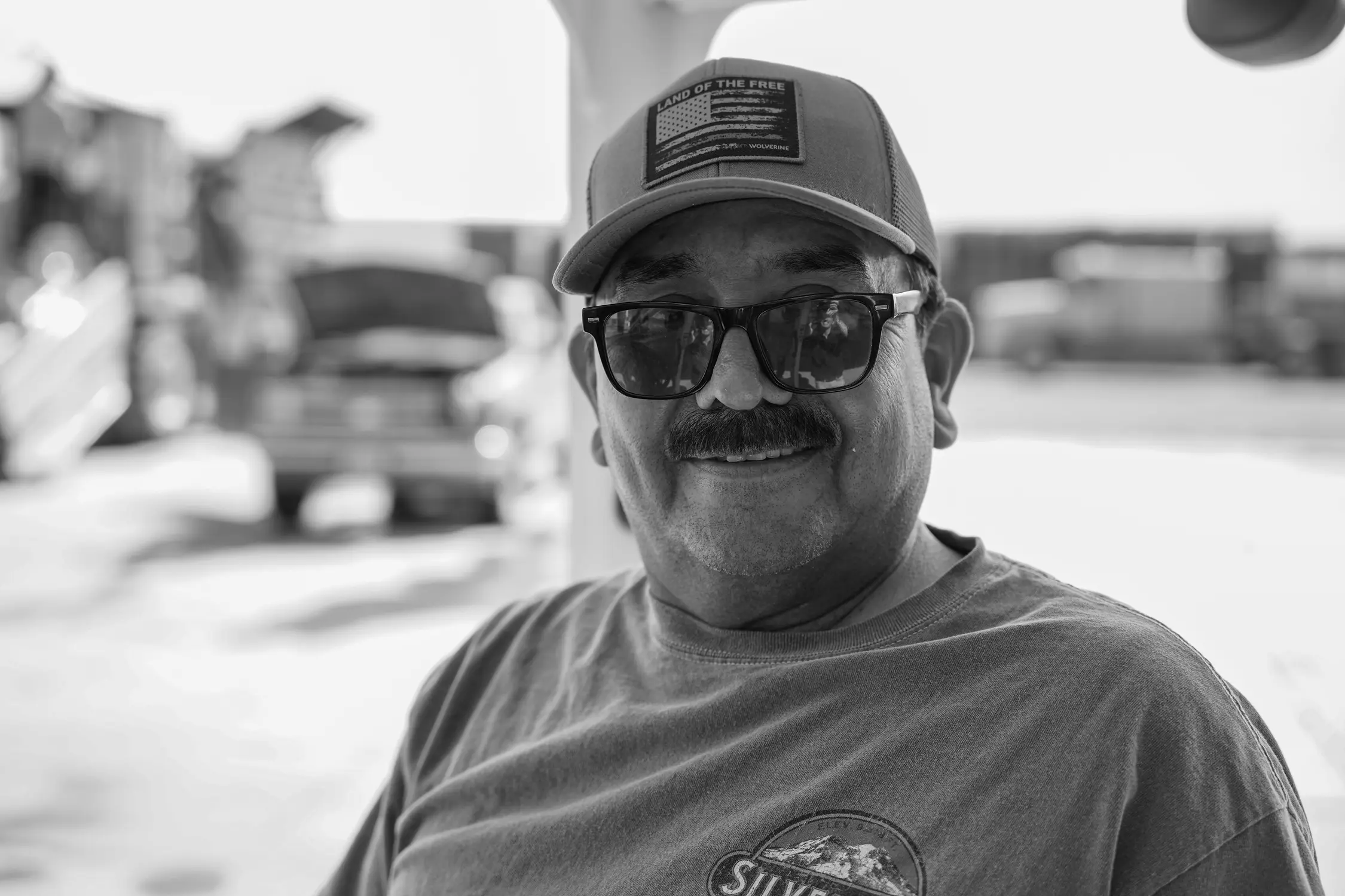 From Brawley, California, Jesse Gonzaleaz poses for a photo while sitting in his forklift. Photo: Joshua Vorse, Rocky Mountain PBS