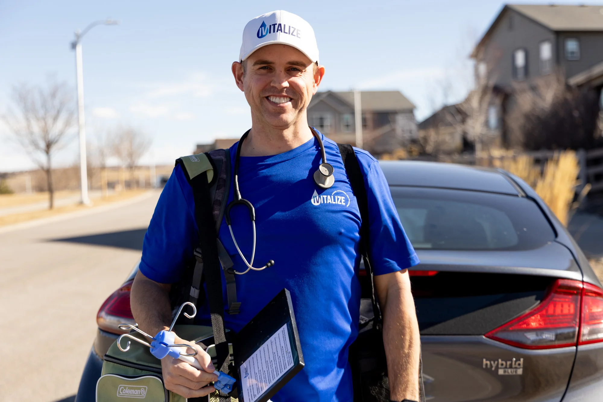 Matthew Lane is the owner of IVitalize Mobile, a Colorado-based mobile IV hydration company. Photo: Priya Shahi, Rocky Mountain PBS