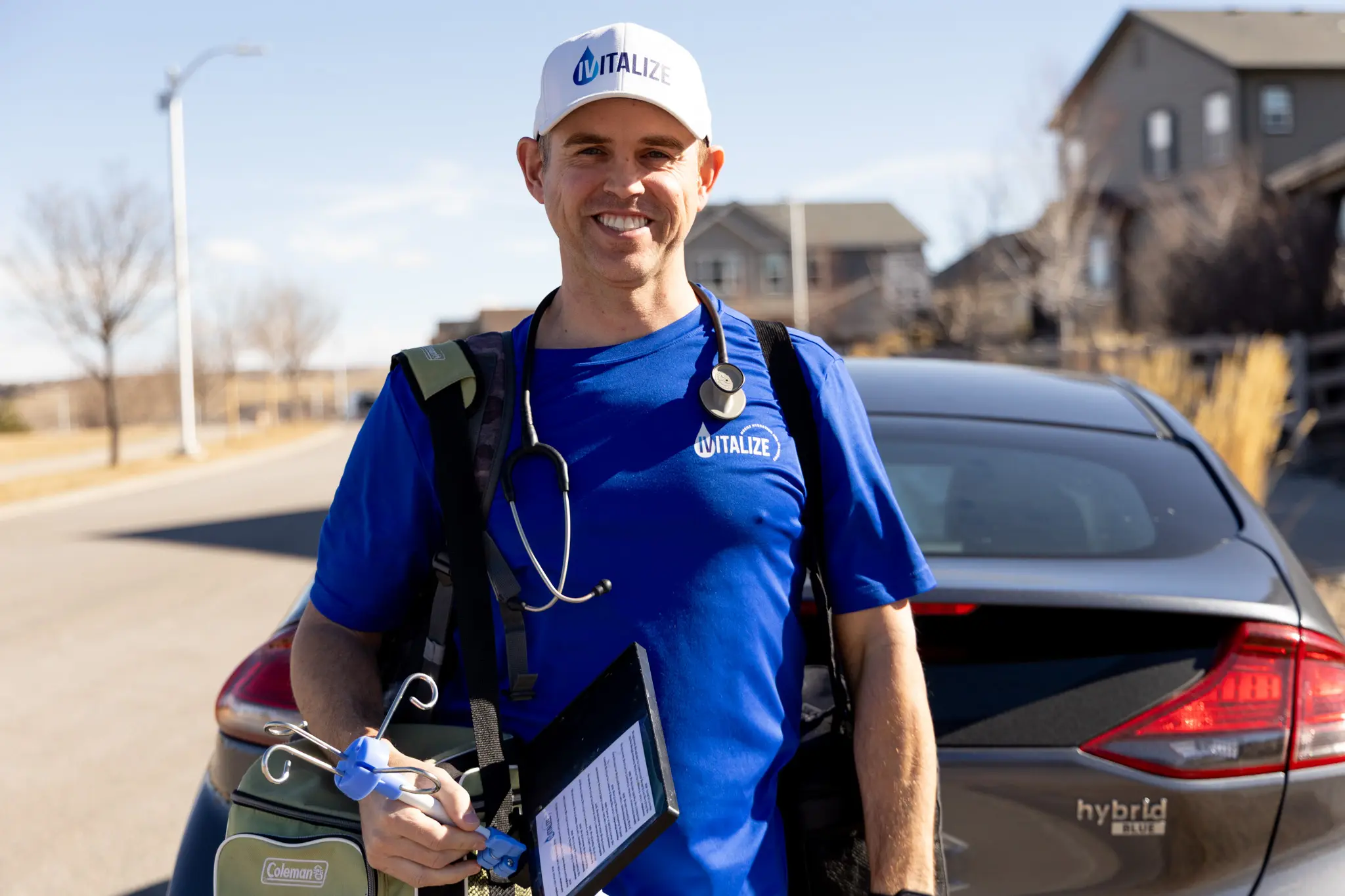 Matthew Lane is the owner of IVitalize Mobile, a Colorado-based mobile IV hydration company. Photo: Priya Shahi, Rocky Mountain PBS