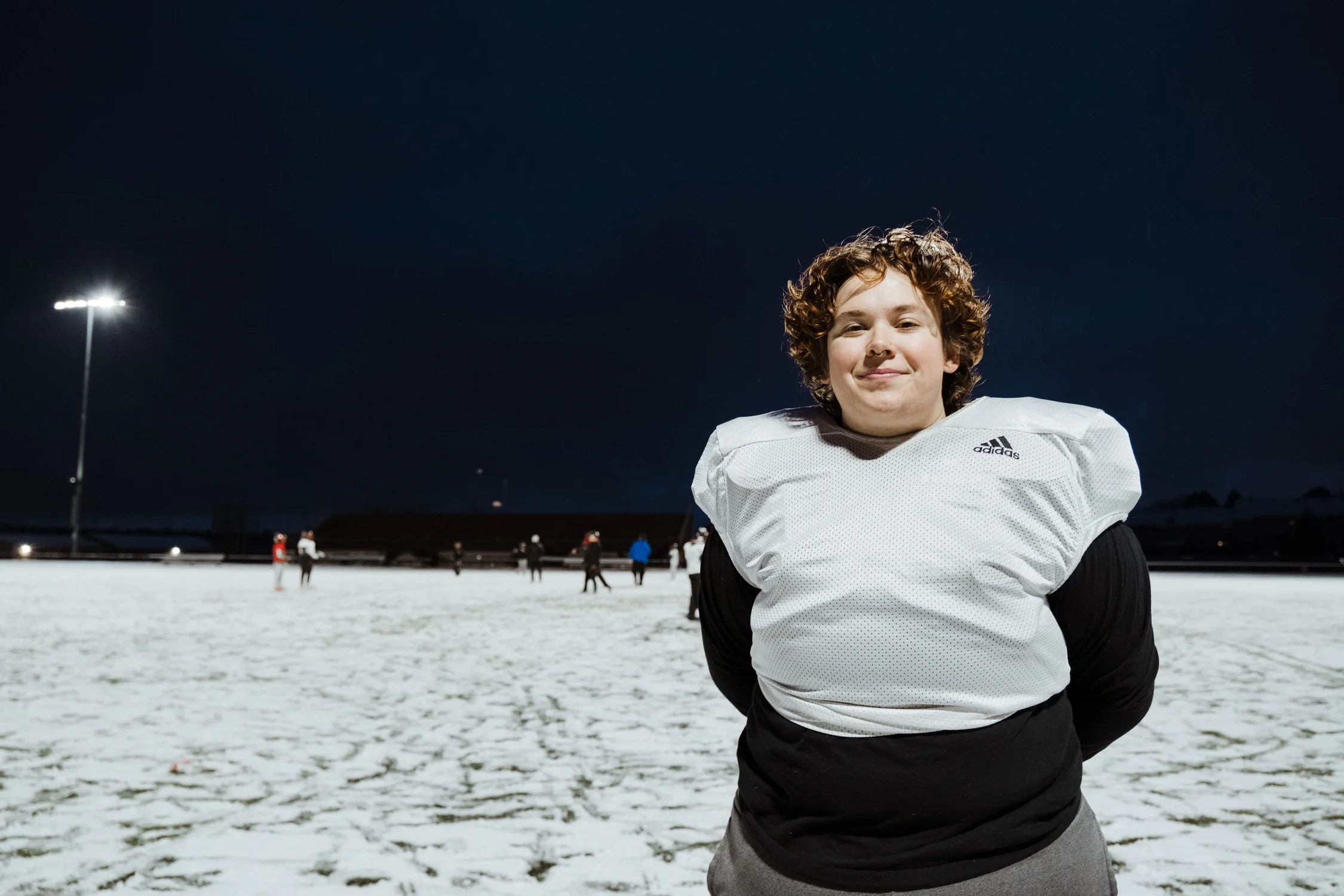 At six feet tall, Ky Von Borries believes football is a natural choice for her. Growing up, she always wanted to play but was told the boys her age would outgrow her and hurt her on the field. Ultimately, she outgrew many of them and has found her place on the Bandits field. Photo: Peter Vo, Rocky Mountain PBS