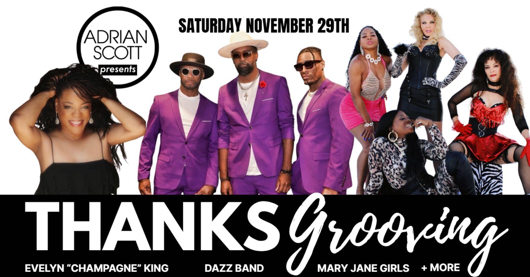 A poster for ThanksGrooving event