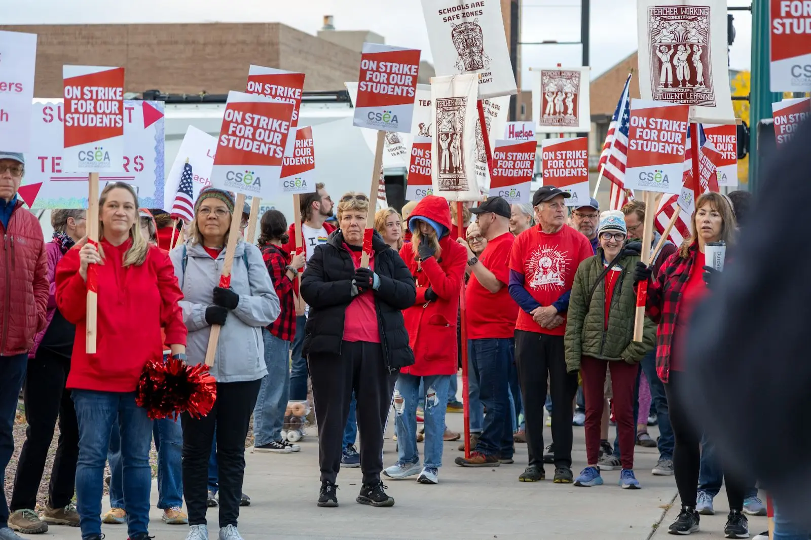 Hundreds of Colorado Springs teachers protested October 8 after being stripped of their collective bargaining power. Photo: Chelsea Casabona, Rocky Mountain PBS