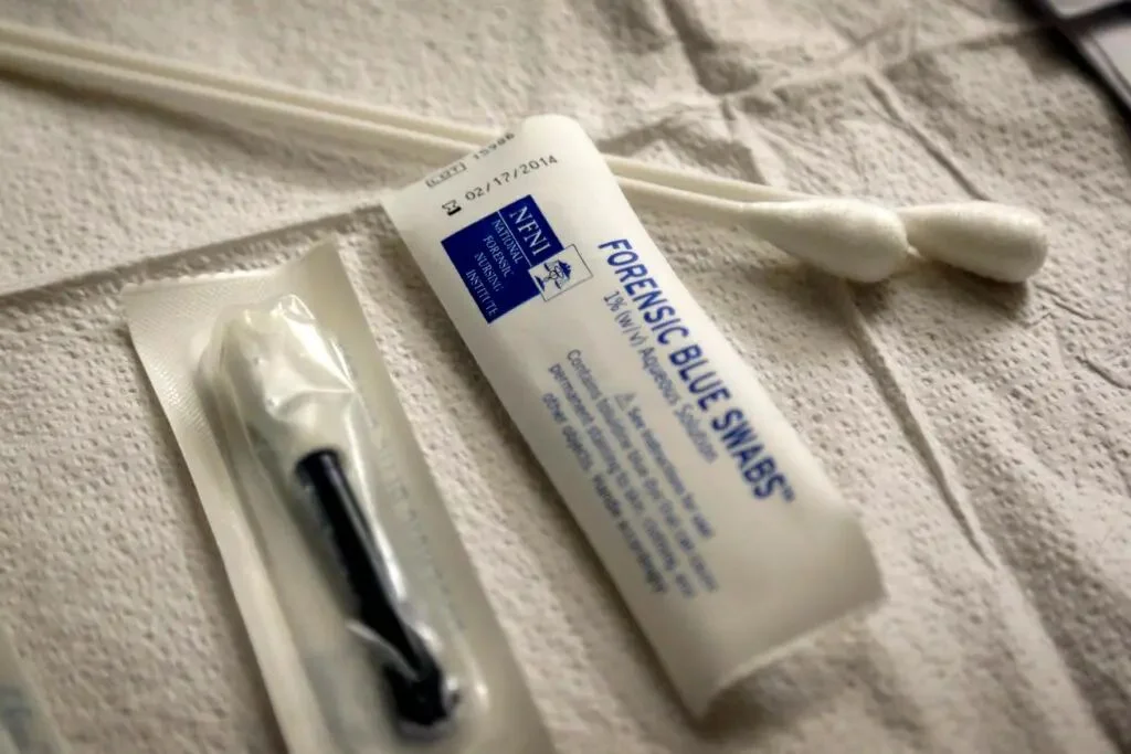 File Photo: Supplies used during a sexual assault forensic exam at Memorial Hospital in Colorado Springs, Colo. Photo courtesy Joe Mahoney, Rocky Mountain PBS