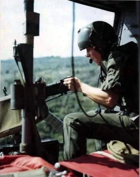 Markley volunteered to fly as a door gunner on Huey helicopters. Photo courtesy Danny Markley