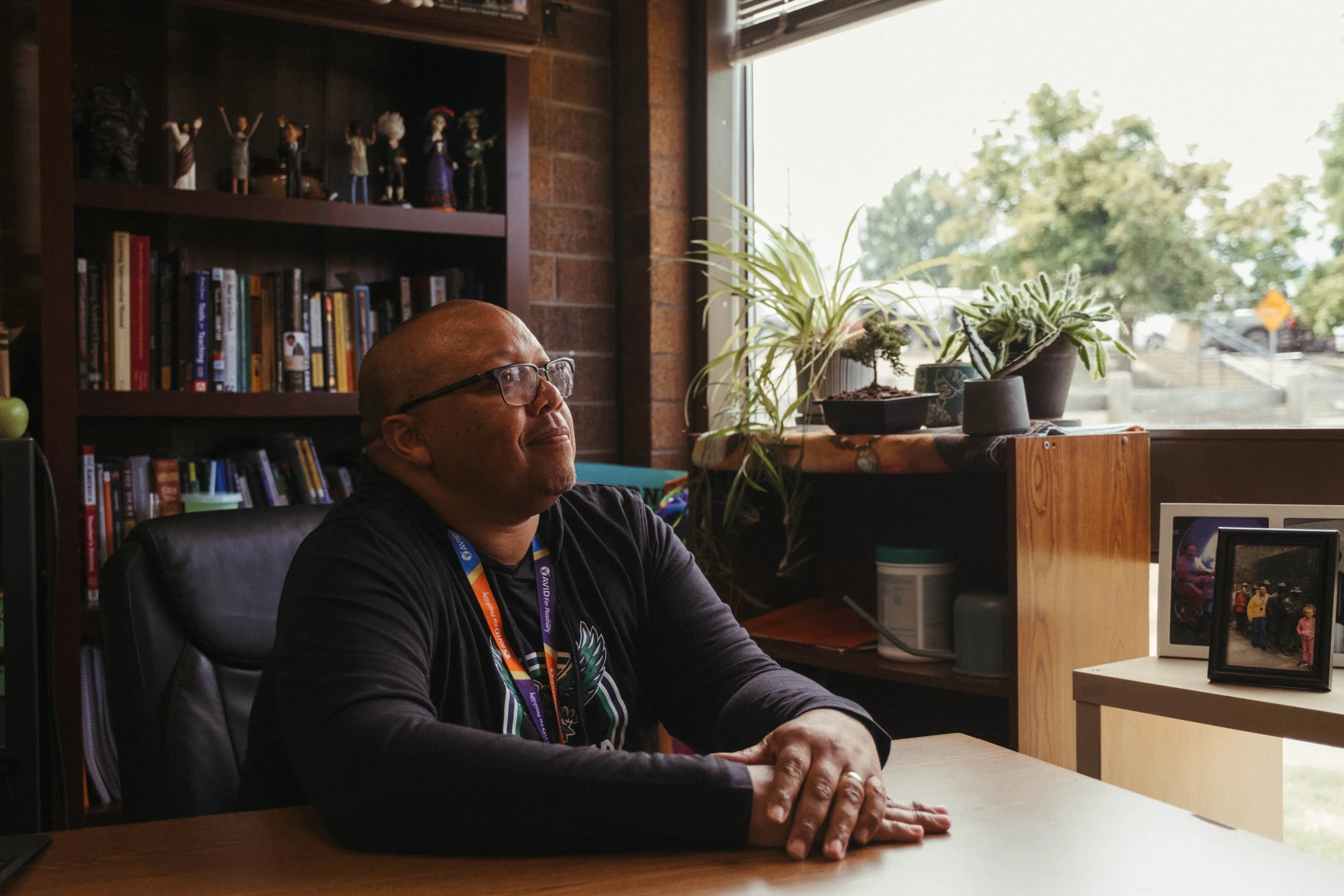 Sam Turner in his classroom. He's been a teacher at Prairie Middle School for 11 years. Photo: Peter Vo, Rocky Mountain PBS
