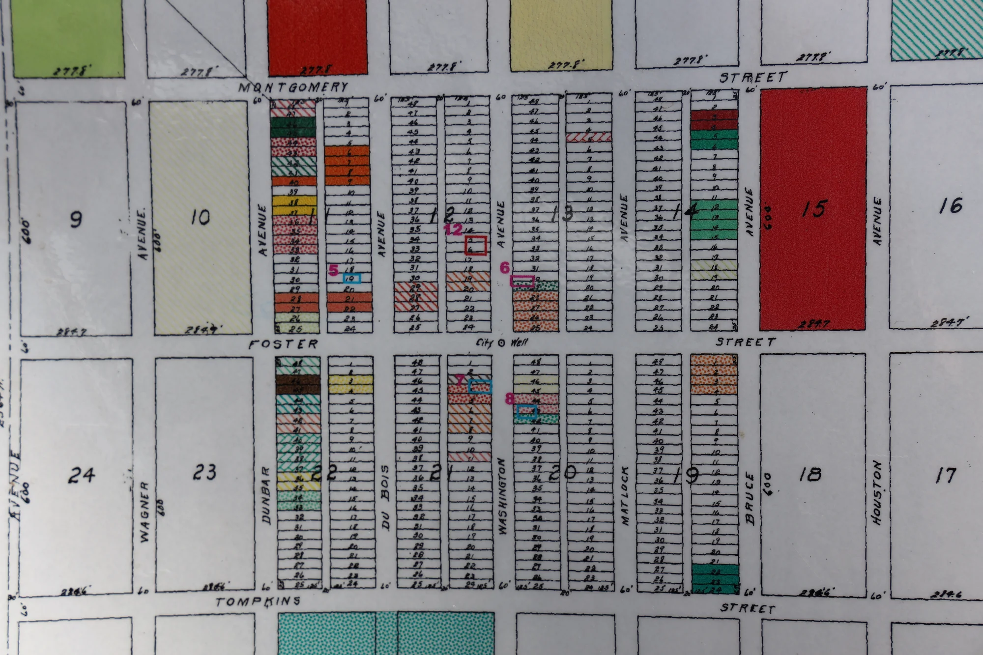 This map shows the plots at Dearfield. 