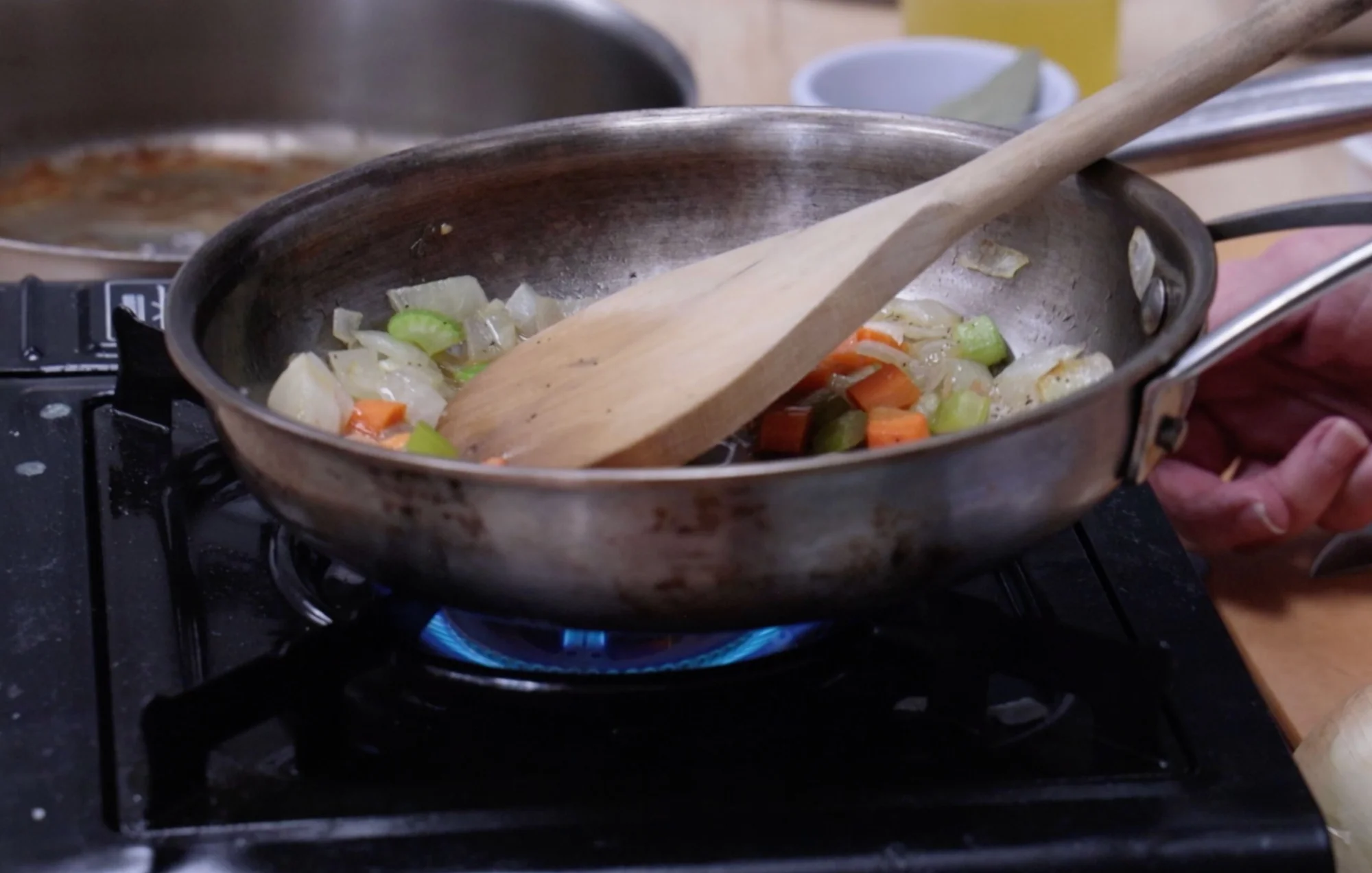Chef Yurush cooks her jus lie recipe. Photo: Cormac McCrimmon, Rocky Mountain PBS