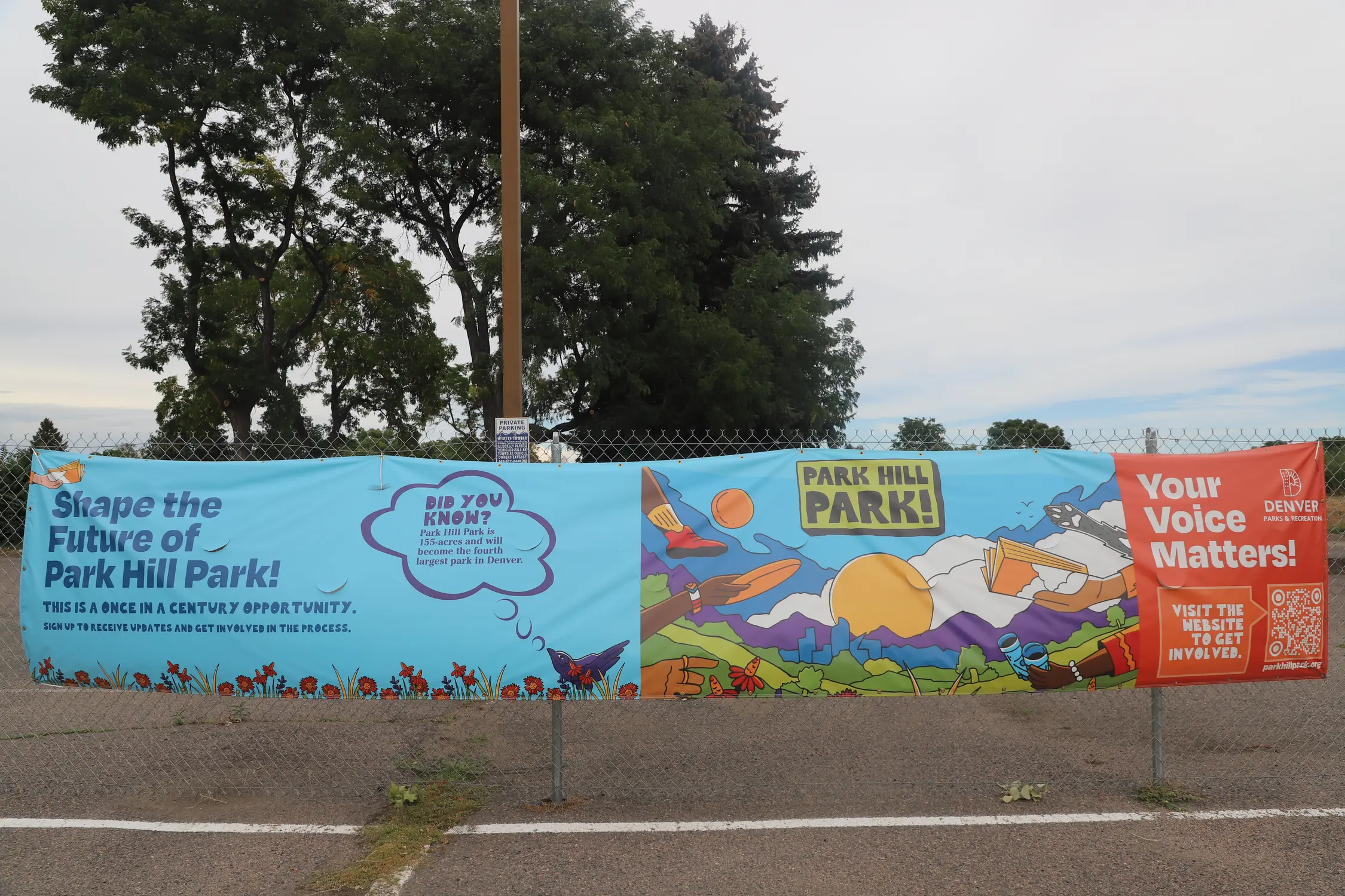The former Park Hill Golf Course, now the Park Hill Park, is fenced off. Fences will be taken down sometime in the next few months. Photo: Alec Berg, Rocky Mountain PBS