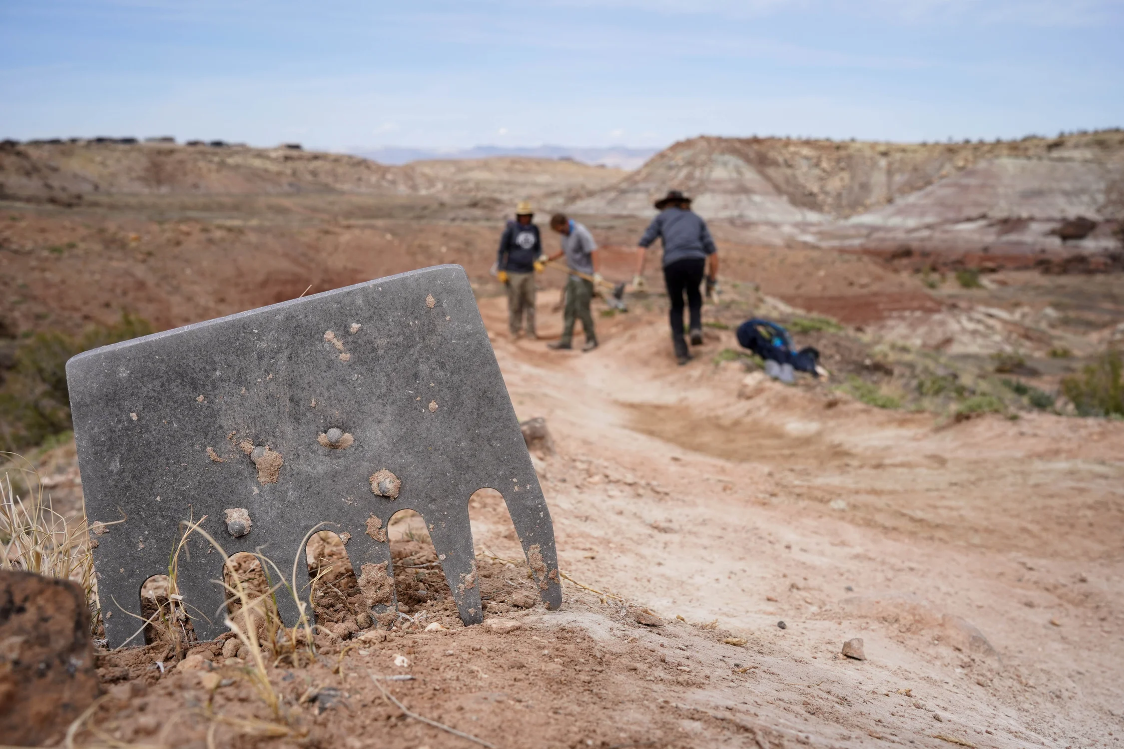A McLeod tool, one of the hefty and gangly implements for trail building and maintenance, rests out of the way near a flat spot on Moto. Photo: Joshua Vorse, Rocky Mountain PBS
