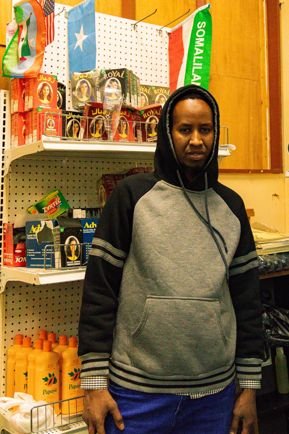 Hashim Mohamud, 34, works at Somali Restaurant and Grocery during the weekends. Photo: Priya Shahi, Rocky Mountain PBS