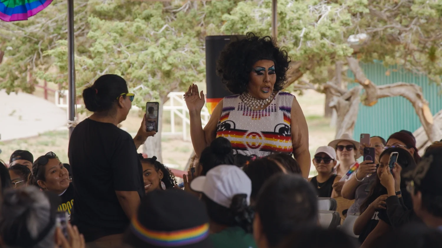 Navi Ho performed in front of the crowd at the eighth annual Navajo Nation Pride celebrations. Photo: Ziyi Xu, Rocky Mountain PBS