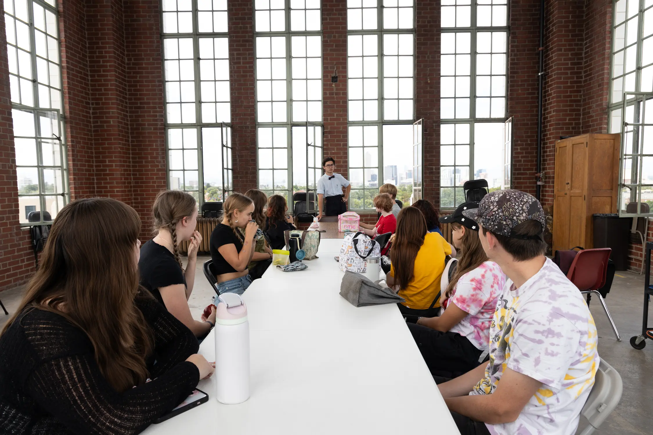 Senior Keegan Hoelscher leads a Museum Club meeting in the school’s clock tower on Sept. 16, 2025. Photo: Carly Rose, Rocky Mountain PBS.