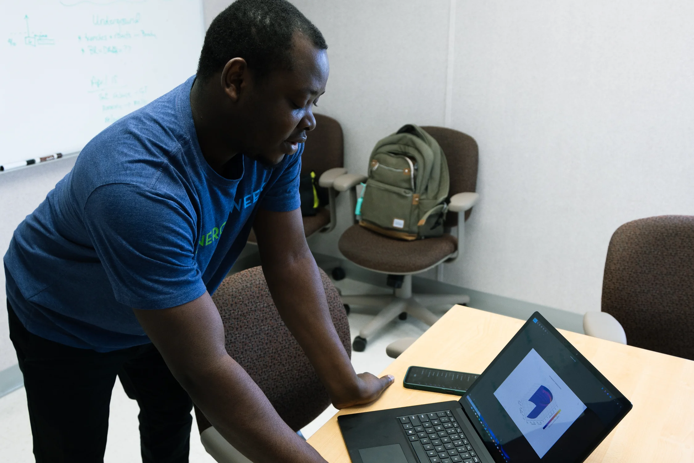 Ezekiel Alaba shows some of the data he’s collected using drone-mounted methane sensors. Photo: Cormac McCrimmon, Rocky Mountain PBS