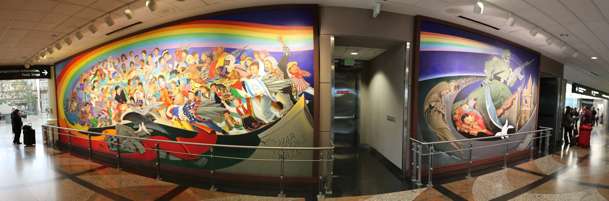 Two of the mural panels, which are now in storage. Photo courtesy: Denver International Airport