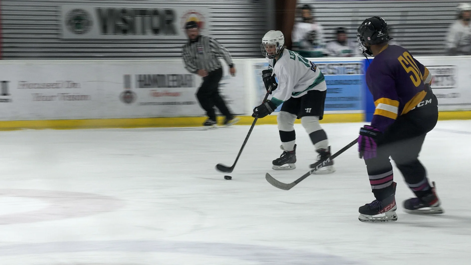 The Sirens drive towards the goal in the first game against Purple Reign. Photo: Joshua Vorse, Rocky Mountain PBS