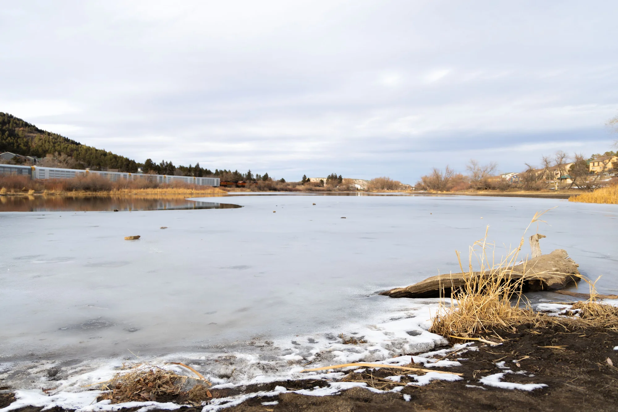 While Palmer Lake still regularly freezes over, it is often not near deep enough to support ice harvesting.  Photo: Chase McCleary, Rocky Mountain PBS