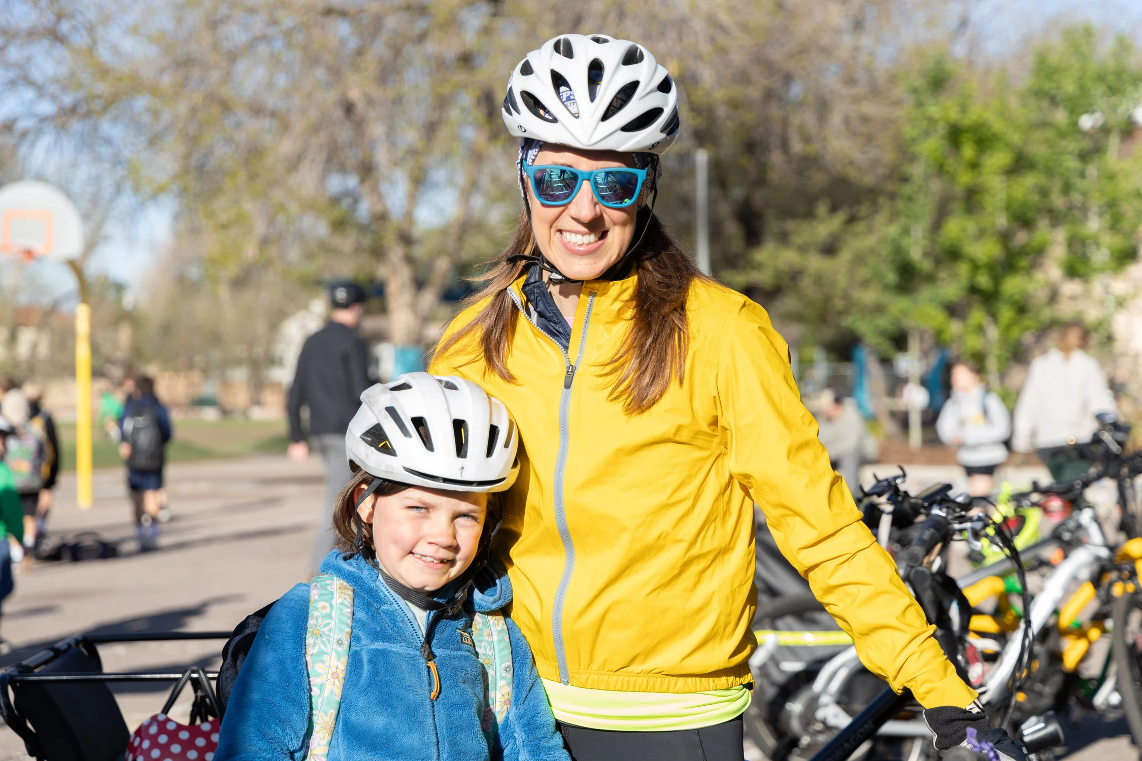 Liz Brodahl leads the Park Hill Elementary School bike bus. “We have kids that tip over and then they get right back up,” she said. “It builds resiliency.” Photo: Andrea Kramar, Rocky Mountain PBS