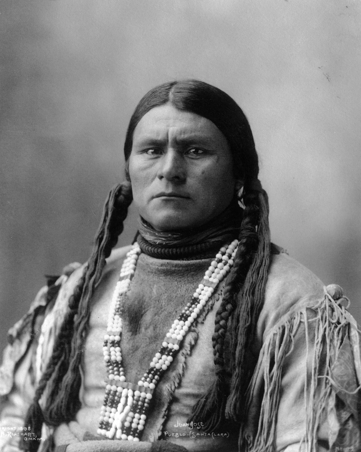 Juan Jose, a Native American man of the Pueblo tribe in New Mexico, photographed in 1898 in a buckskin skirt with fringe. Photo courtesy the Denver Public Library Digital Collection