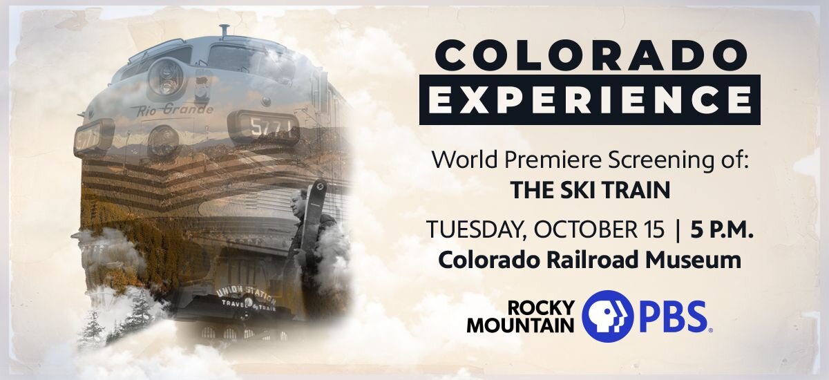 A poster for Colorado Experience: The Ski Train: World Premiere  event