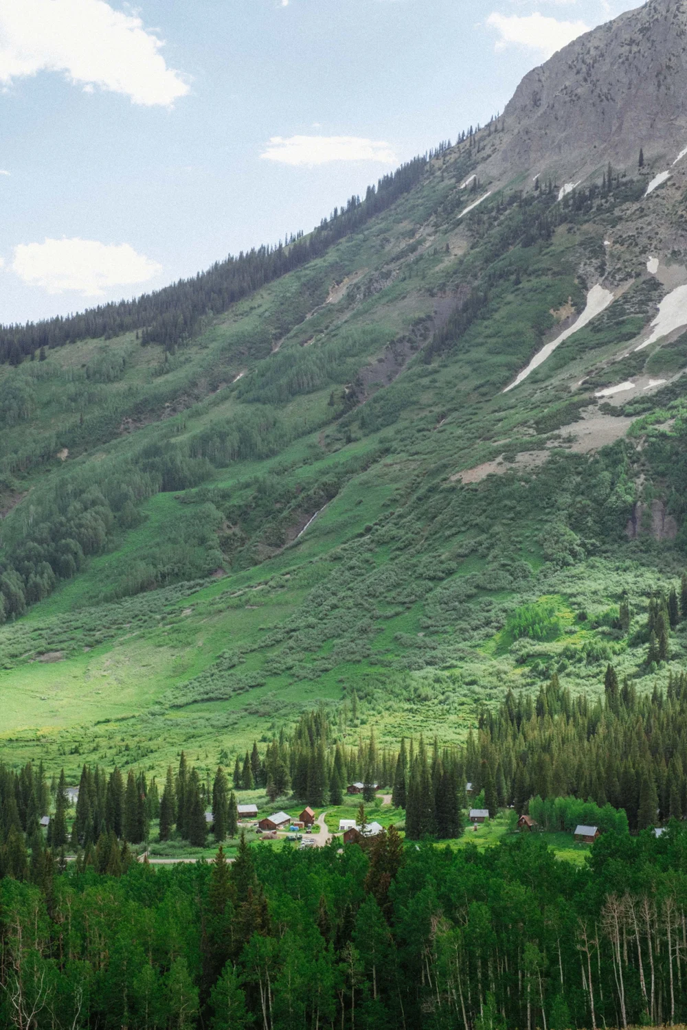 The Rocky Mountain Biological Laboratory in Gothic, Colorado, seen from a distance.