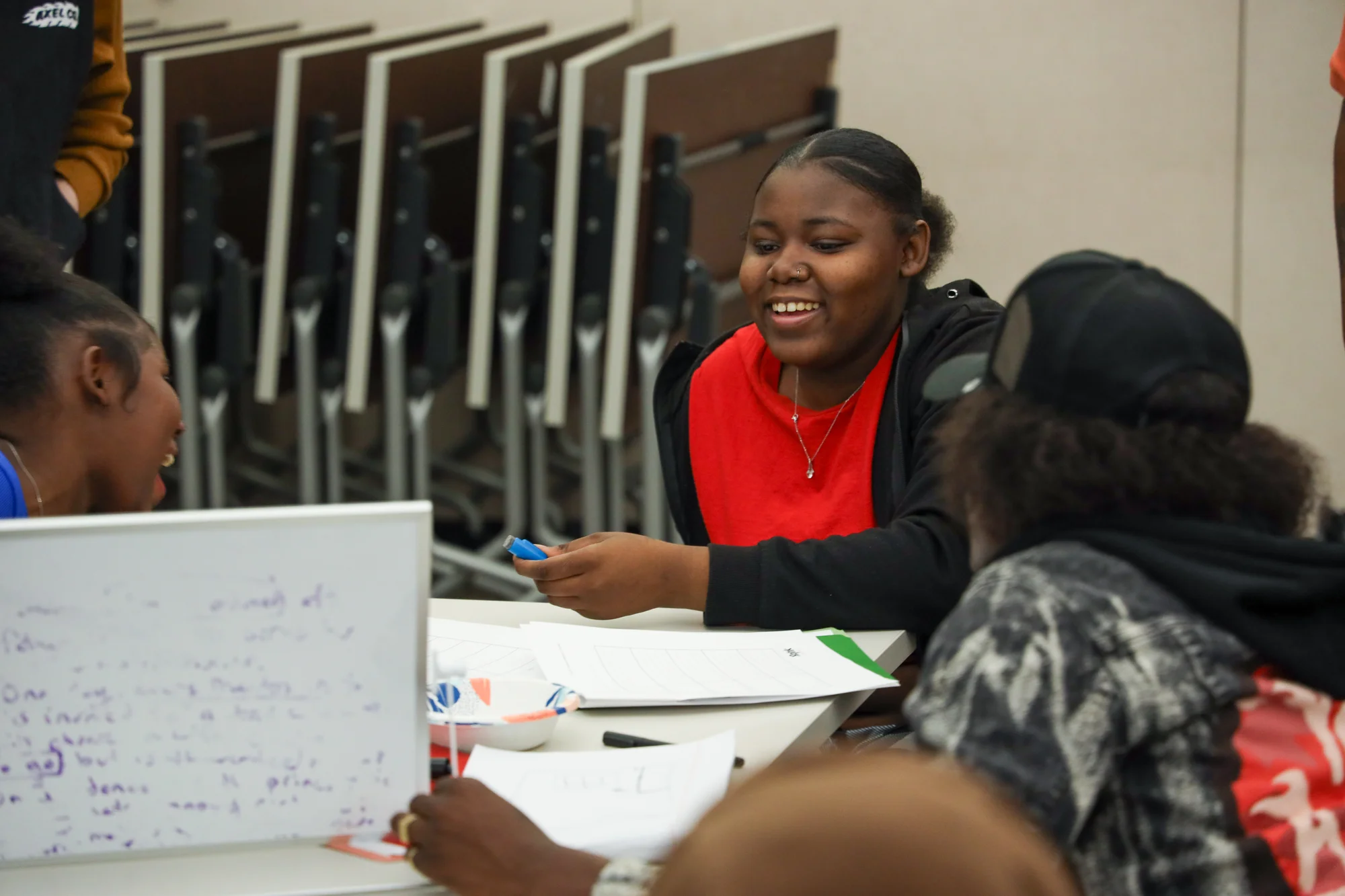 Students help each other create storyboards for their comics by drawing their own interpretation of a scene from the story. Photo: Carly Rose, Rocky Mountain PBS