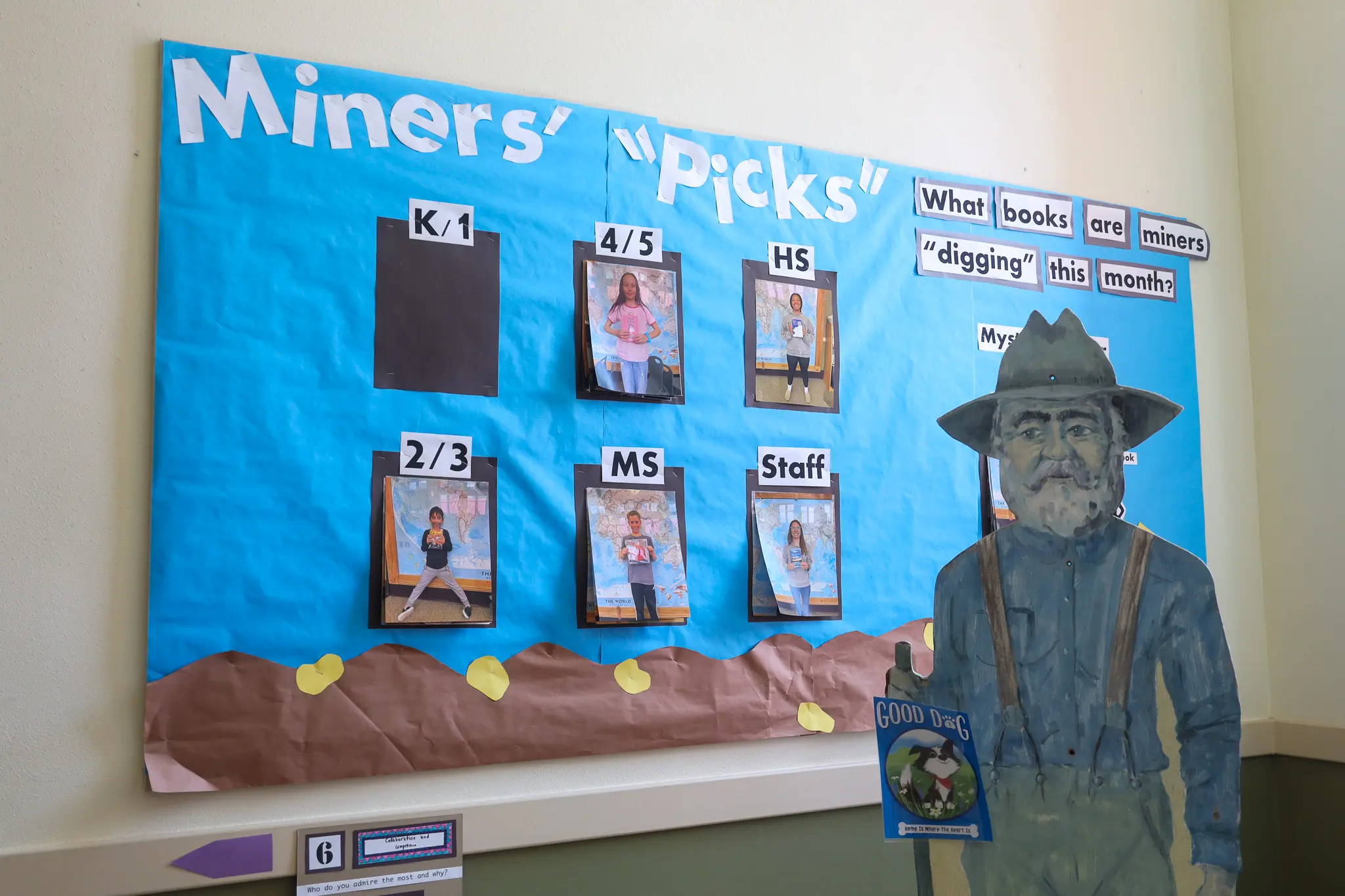 A poster outside the library shows what books the students are enjoying. Photo: Ziyi Xu, Rocky Mountain PBS