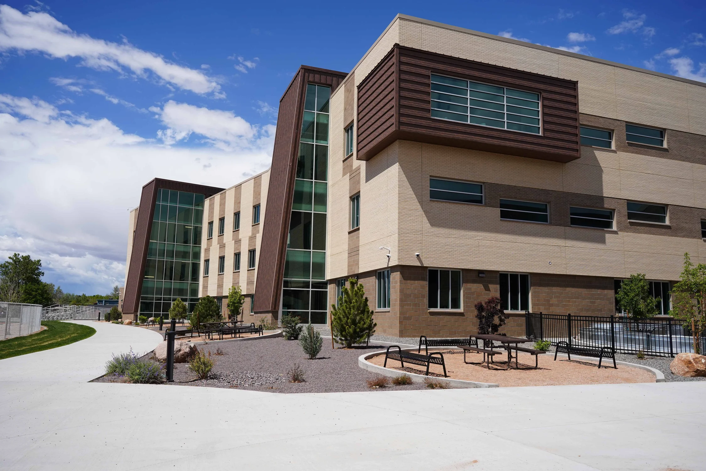 Shades of brown and tan on the new building bring to mind the Mancos shale and erosional edges of the Book Cliffs north of Grand Junction. Photo: Joshua Vorse, Rocky Mountain PBS