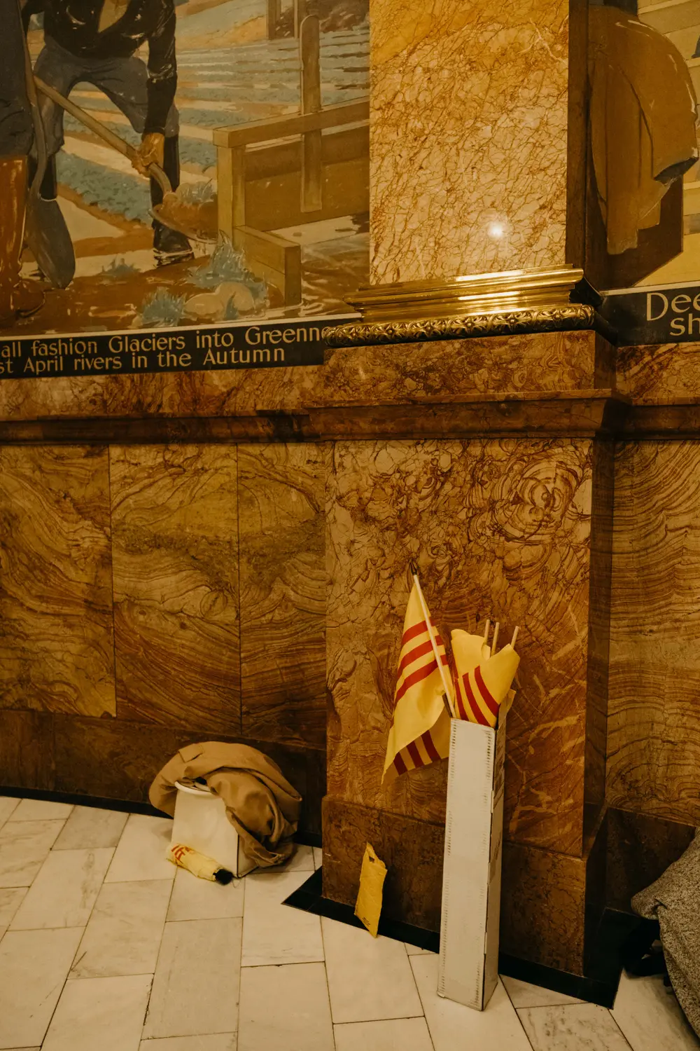 Attendees brought the Southern Vietnamese flag to the Capitol. Photo: Peter Vo, Rocky Mountain PBS