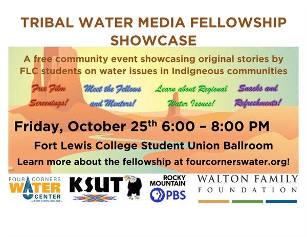 A poster for Tribal Water Media Fellowship Showcase event