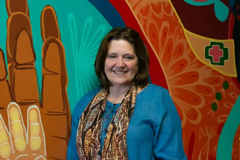 Mitzi Moran, chief executive officer of Sunrise Community Health, poses for a portrait on Wednesday, June 18, 2025, at the Monfort Family Clinic in Evans, Colorado. Photo: Tanya Fabian, special to The Colorado Trust