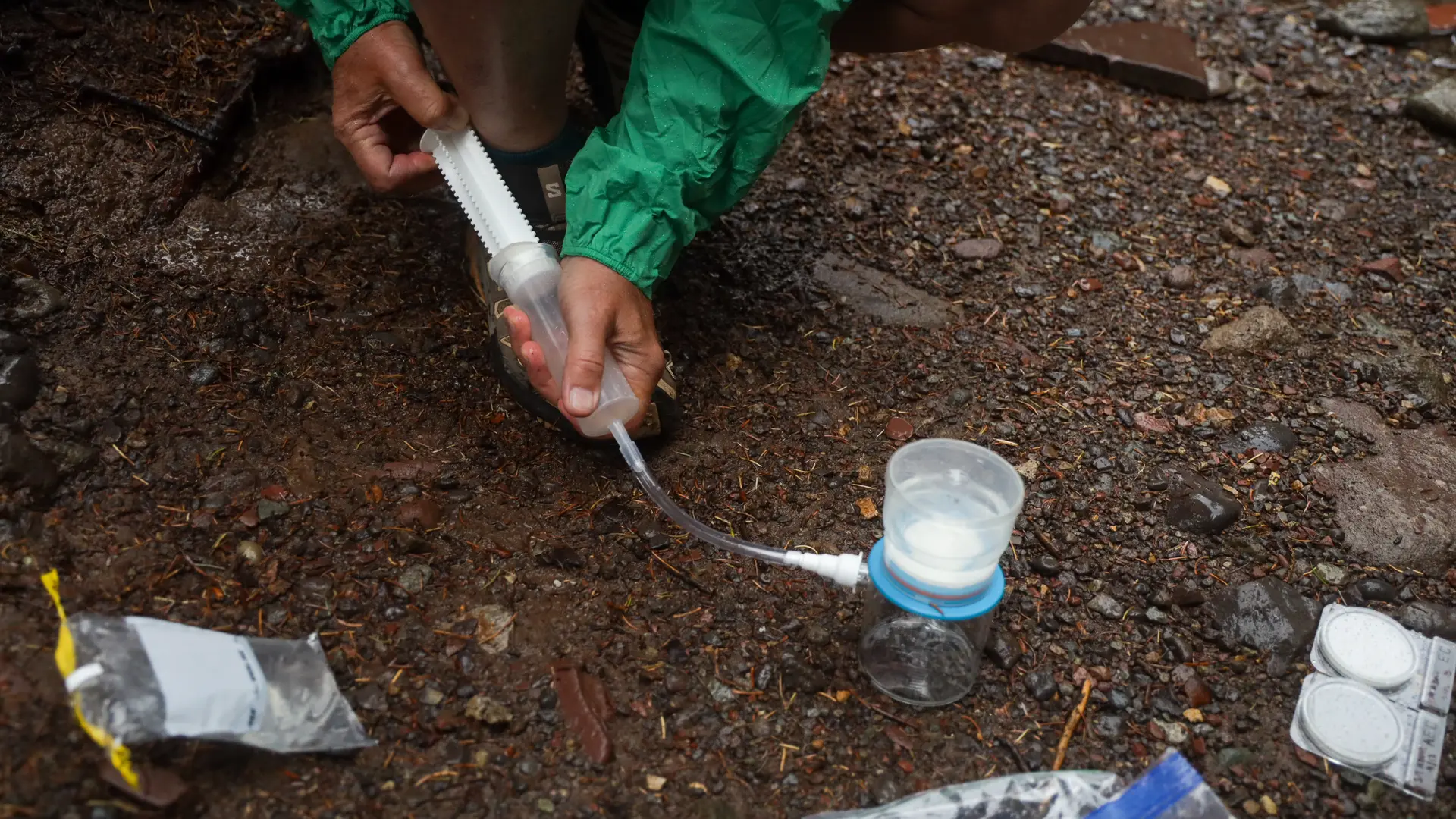 Brown pumps water through the filter. Photos: Ziyi Xu, Rocky Mountain PBS