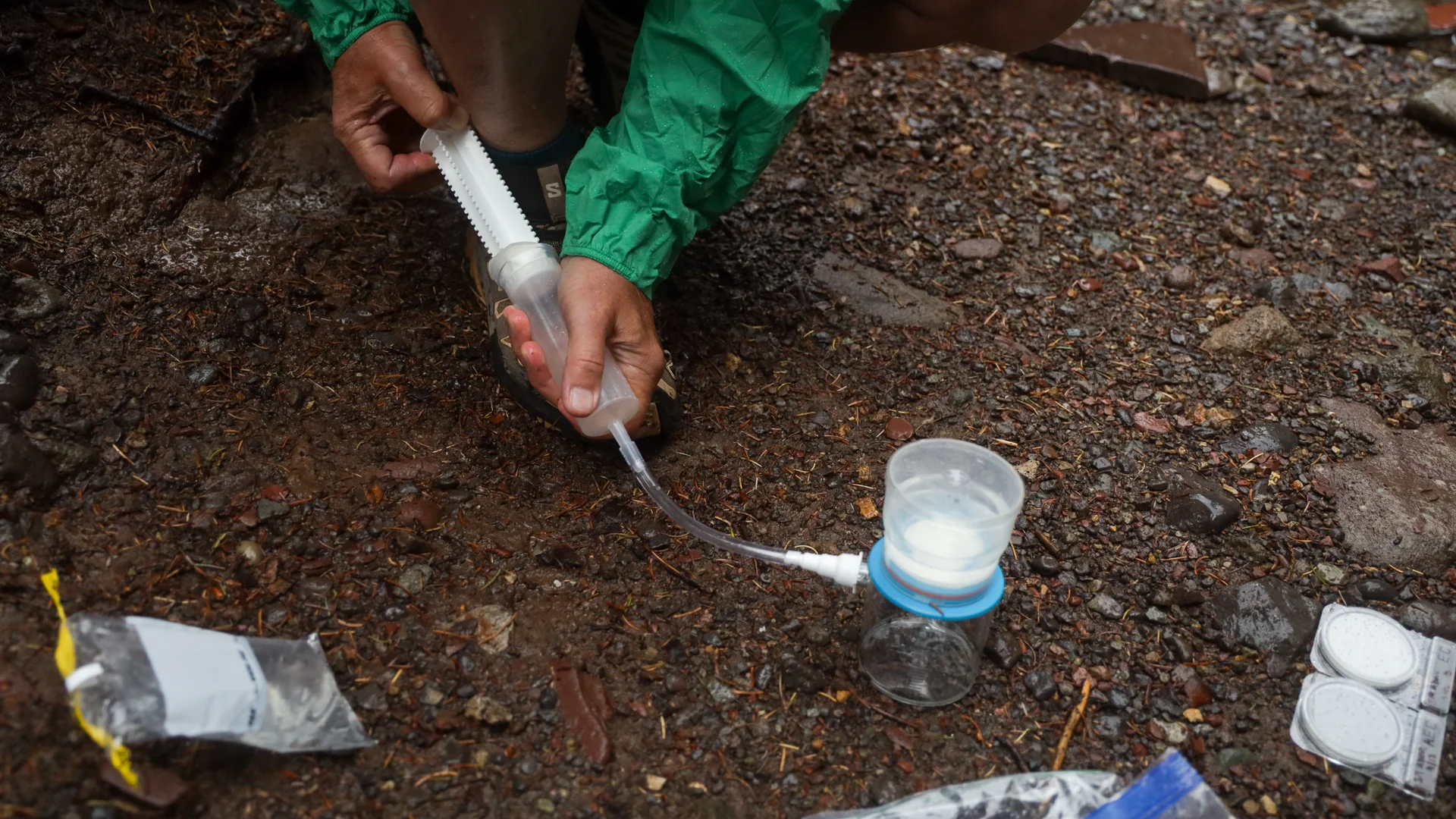 Brown pumps water through the filter. Photos: Ziyi Xu, Rocky Mountain PBS