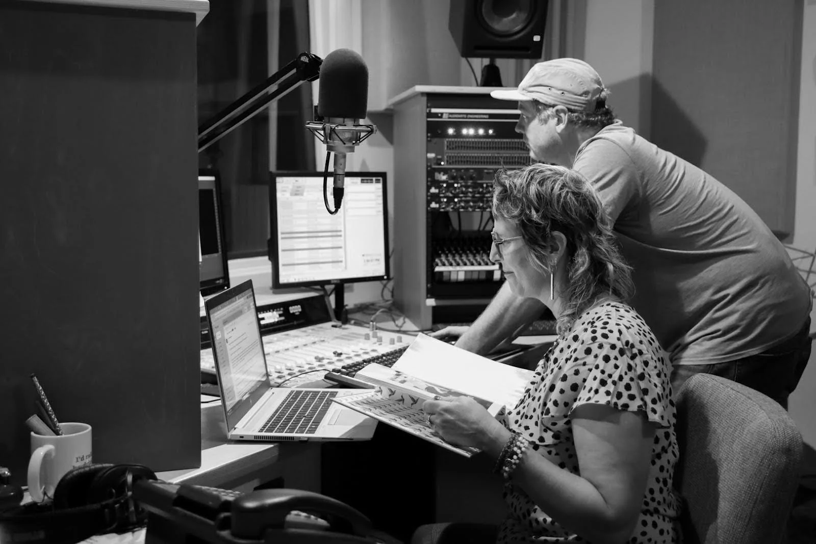 Krest works in one of the recording studios at KVNF in Paonia. Photo: Joshua Vorse, Rocky Mountain PBS