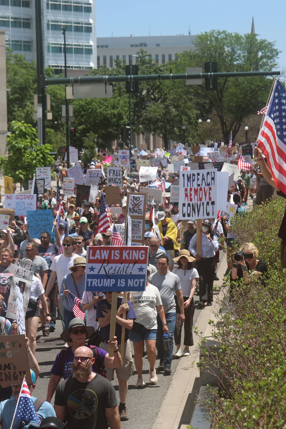 The march in Denver extended down Colfax and Speer before wrapping back around to the Capitol. Photo: Kyle Cooke, Rocky Mountain PBS