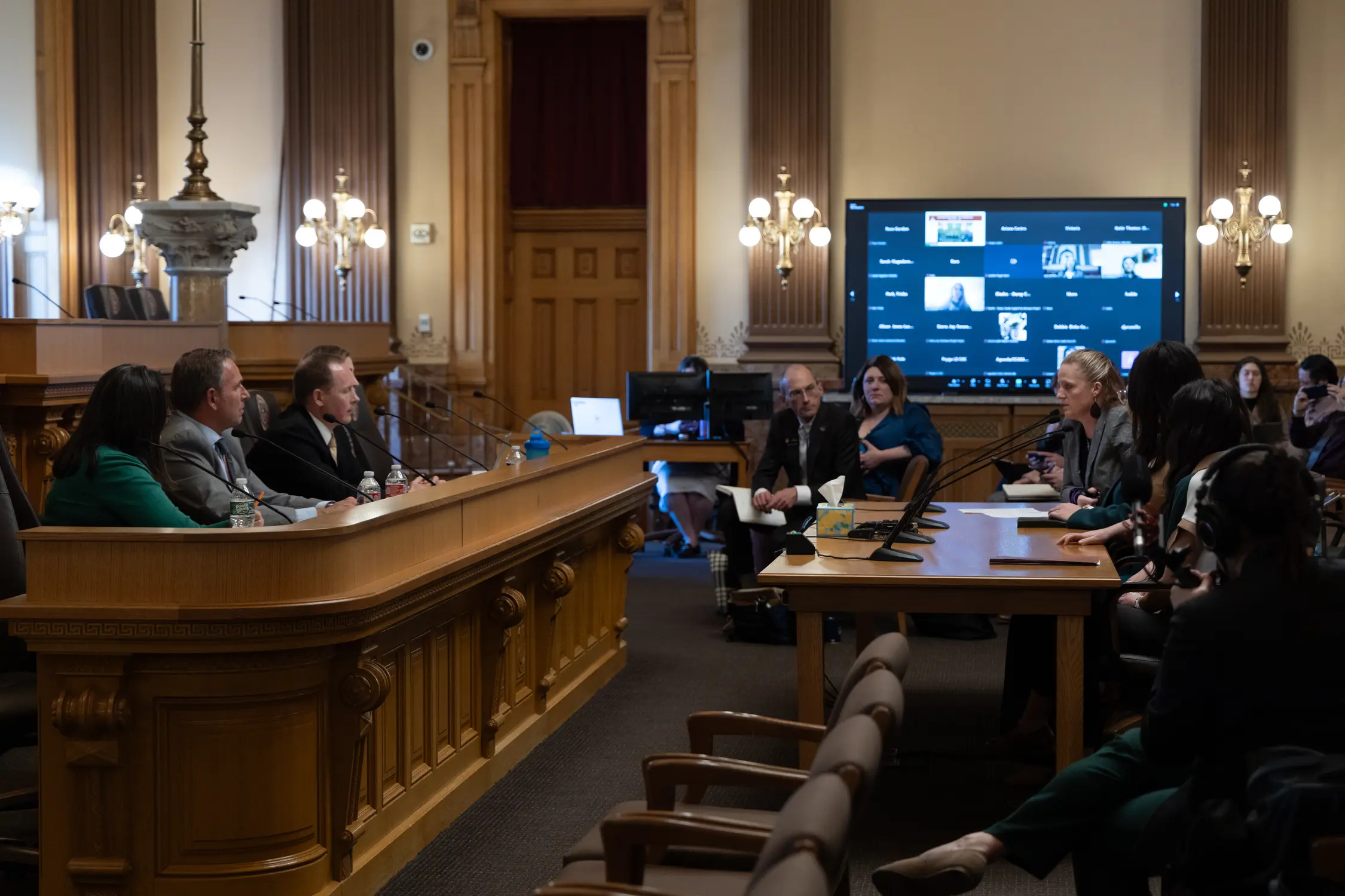 Representatives from the Colorado Bureau of Investigation answer questions from sexual assault victims and survivors at a town hall at the state capitol on March 3, 2025. Photo: Andrea Kramar, Rocky Mountain PBS