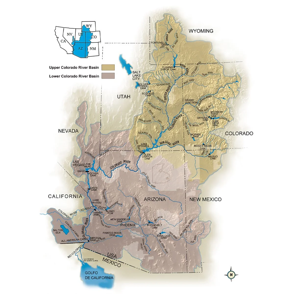 Map of the divisions of the Colorado River Basin