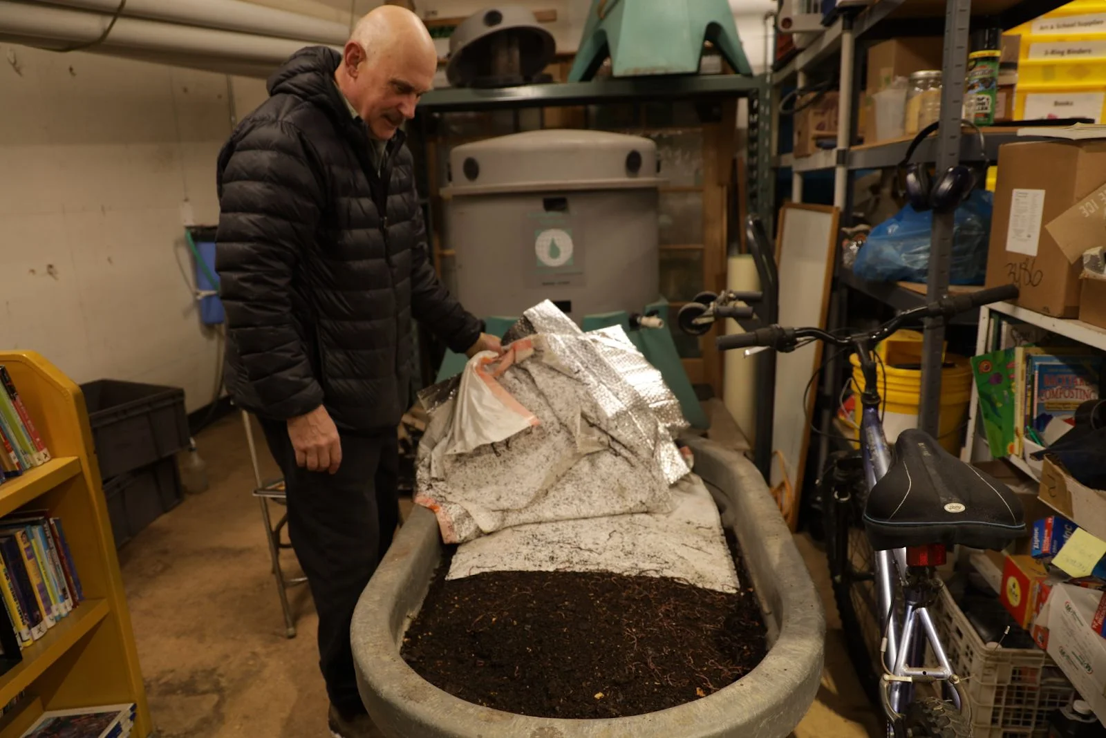 Eco-Cycle’s Center for Hard-to-Recycle Materials grows red wiggler worms to give to local compost sites. Photo by Andrea Kramar, Rocky Mountain PBS