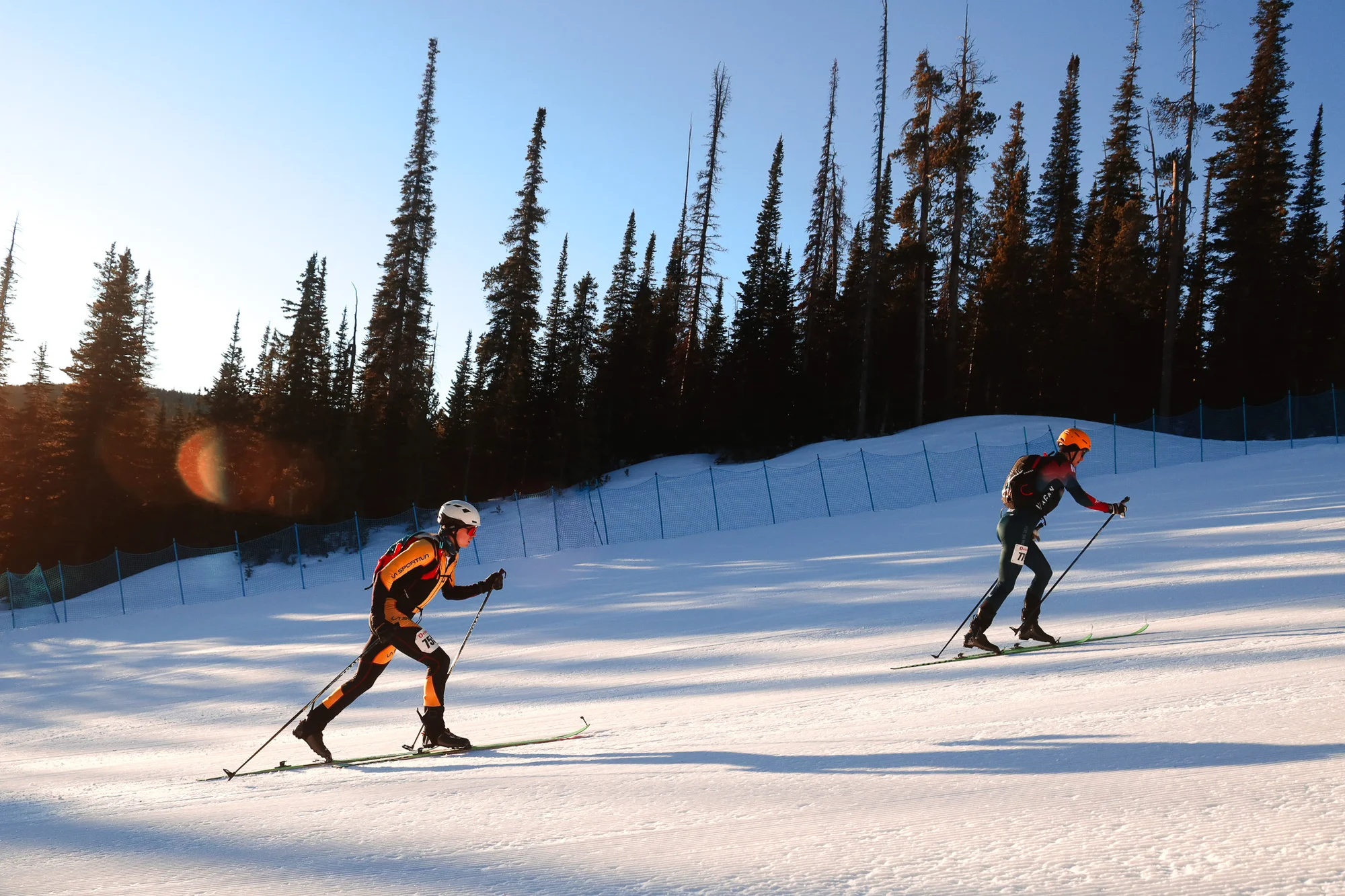 Skiers attach nylon or mohair ‘skins’ to the bottom of their skis that grip the snow as they ascend. Photo: Cormac McCrimmon, Rocky Mountain PBS