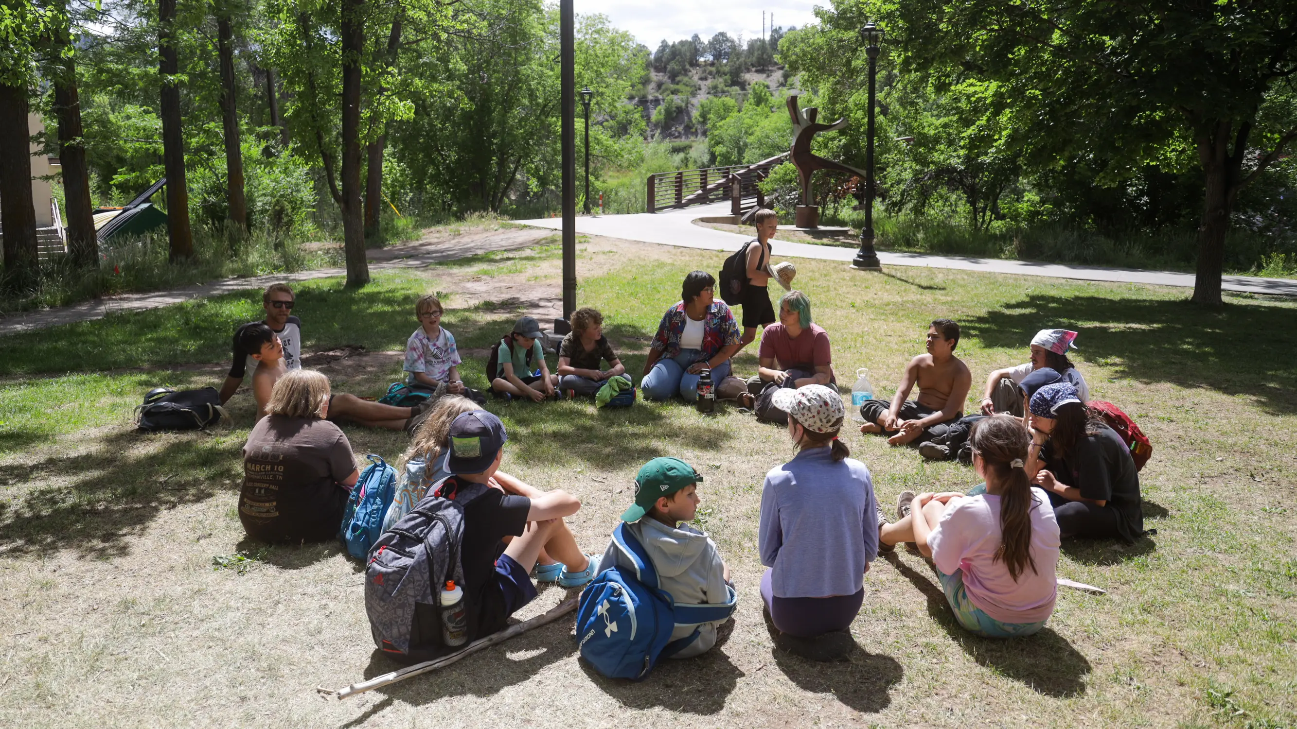 Participants of the summer camp gather after a trip on the Colorado Trail. Photo: Ziyi Xu, Rocky Mountain PBS.