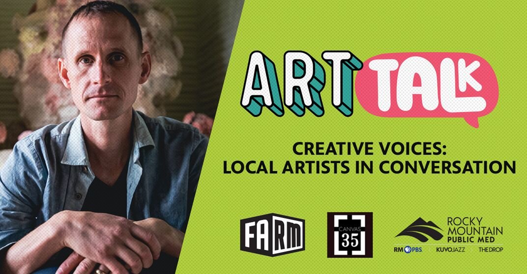 A poster for Creative Voices: Local Artists in Conversation featuring Matt Wedel  event