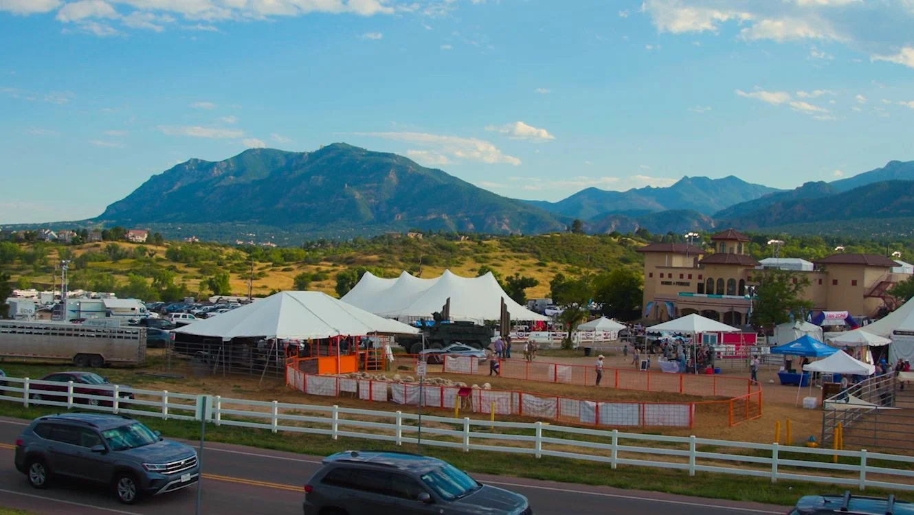 The Mutton Bustin’ pin sits inside the Fan Zone just outside of the Norris Penrose Event Center. Photo: Chase McCleary, Rocky Mountain PBS