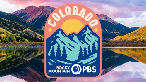Rocky Mountain PBS Colorado sticker with mountains