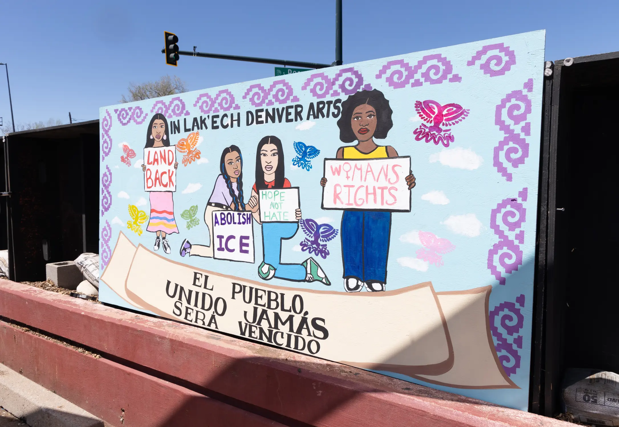 A mural created by students in In Lak’ech Denver Arts visual arts program displayed at Cinco de Mayo en Westwood. Photo: Carly Rose, Rocky Mountain PBS