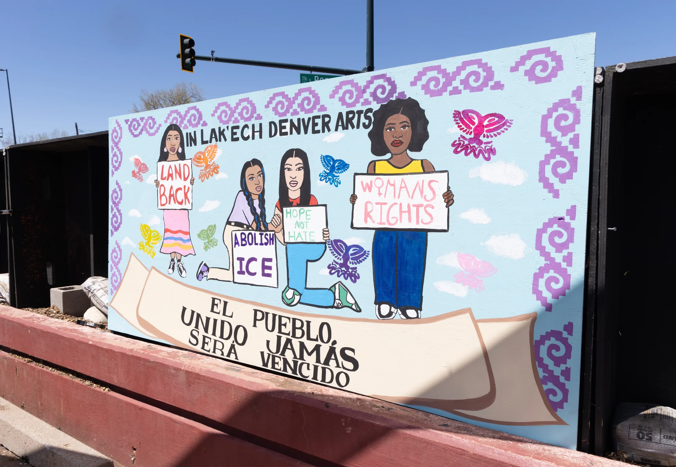 A mural created by students in In Lak’ech Denver Arts visual arts program displayed at Cinco de Mayo en Westwood. Photo: Carly Rose, Rocky Mountain PBS
