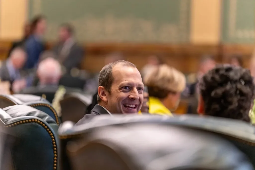 State Rep. Andrew Boesenecker, D-Fort Collins, in the Colorado House on Monday, Jan. 13, 2025, in Denver, Colorado. Photo: Jesse Paul, The Colorado Sun