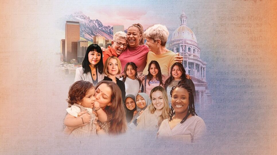 Women in front of the capital