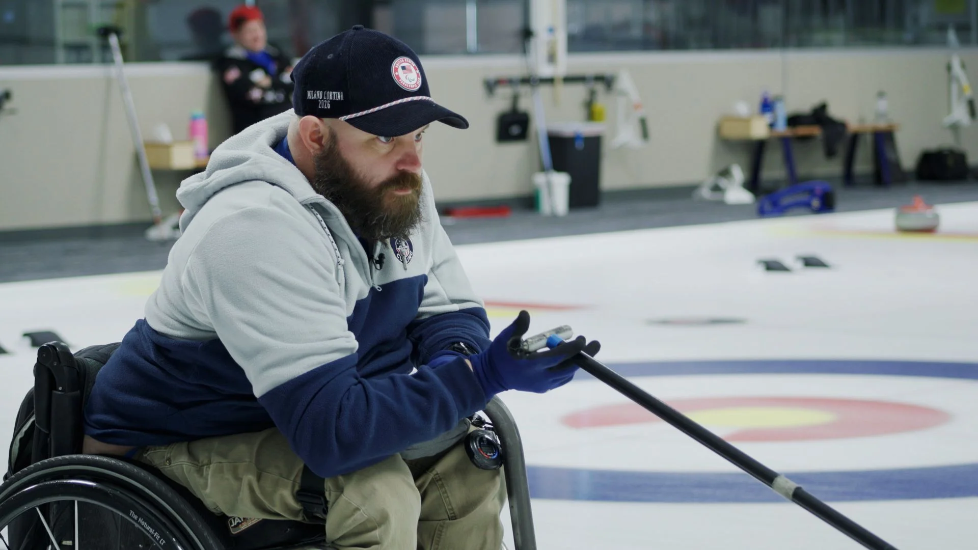 Often referred to as "chess on ice", wheelchair curling offers a unique challenge to the game. There are no sweepers, which means every throw must be incredibly precise. Photo: Alexis Kikoen, Rocky Mountain PBS
