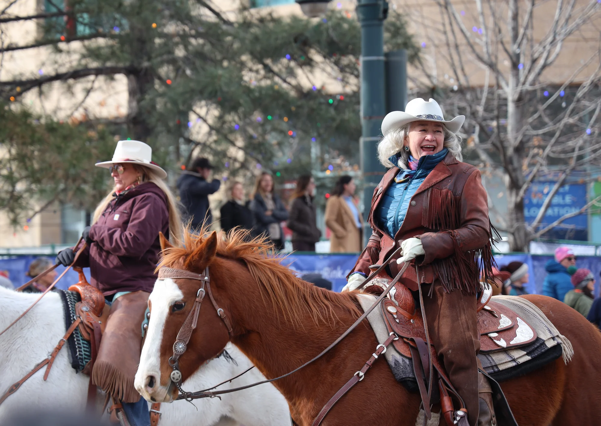 Participants in the 2024 National Western Stock Show parade ride horses through downtown Denver. Photo: Carly Rose, Rocky Mountain PBS