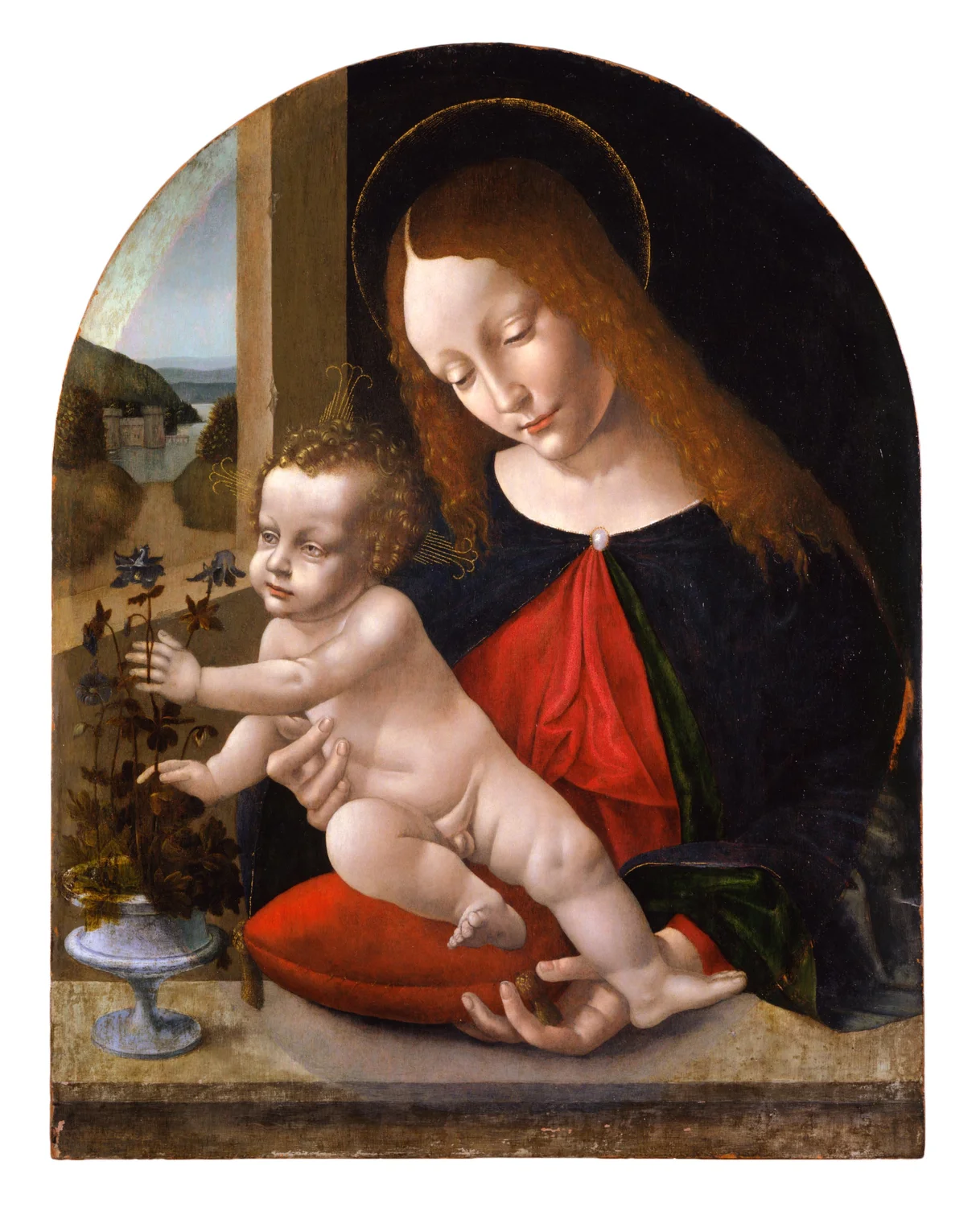 Madonna and Child with Columbines (about 1490) by Follower of Leonardo da Vinci at the Denver Art Museum.